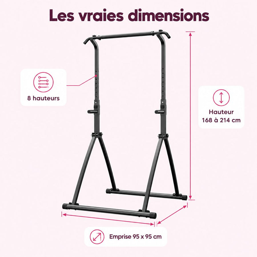 De 168 à 214 cm, en 8 crans