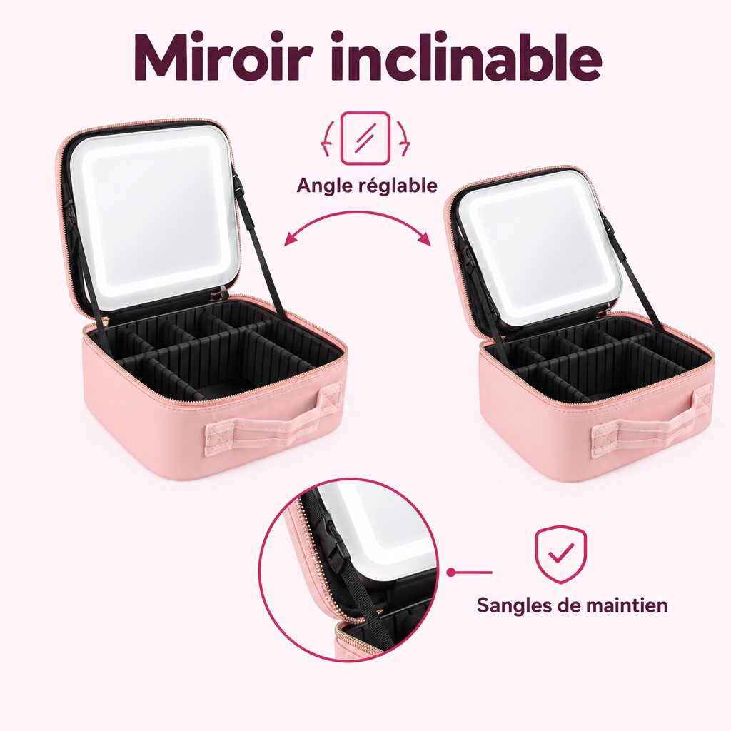 Mallette à miroir LED : caractéristiques